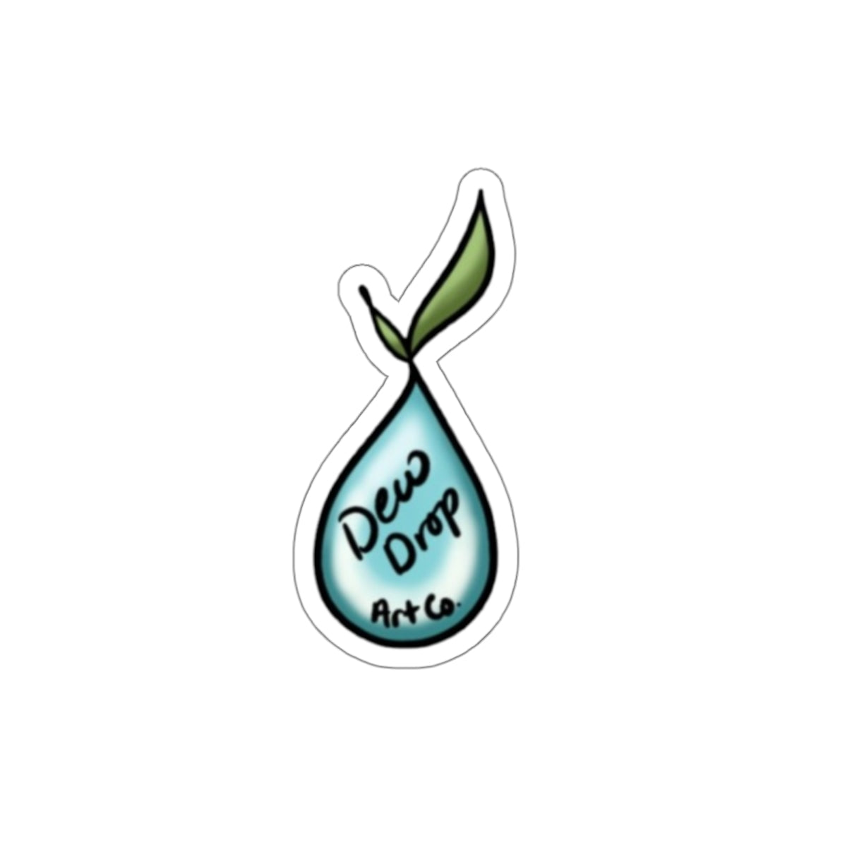 Die-Cut Sticker — Dew Drop Art Co. Logo (Water Drop with Leaf)