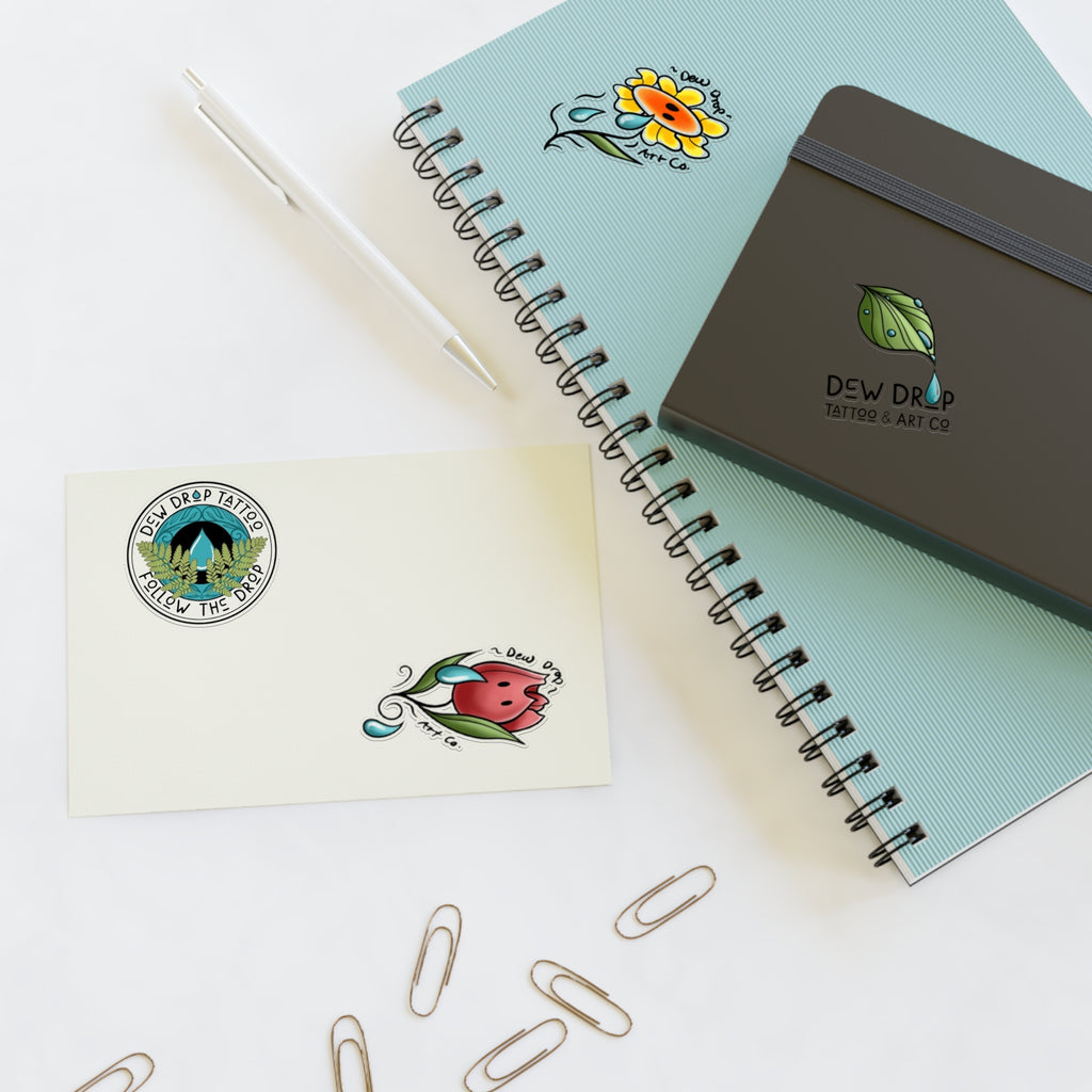 Dew Drop Tattoo & Art Co. Sticker Sheet — Floral & Nature Tattoo-Style Decals