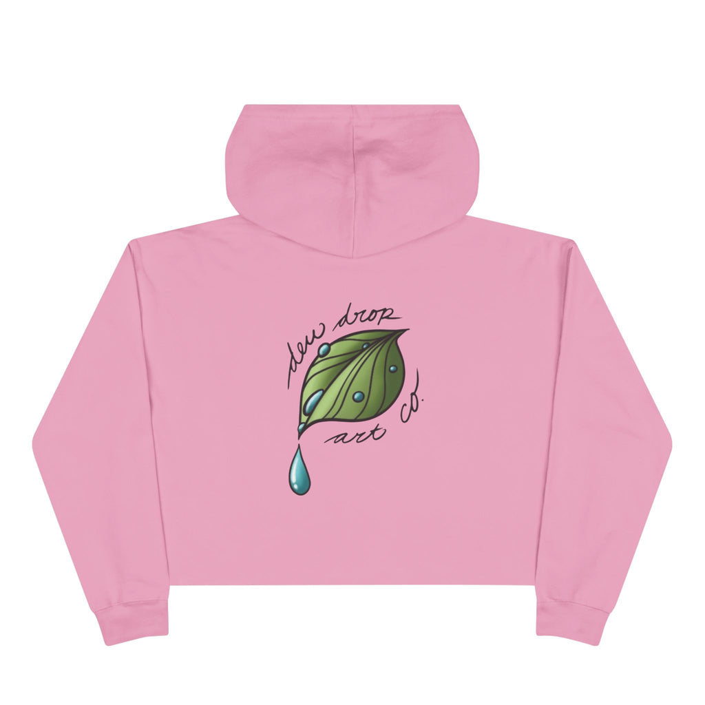 Crop Hoodie — Dew Drop Leaf Art Cropped Hoodie