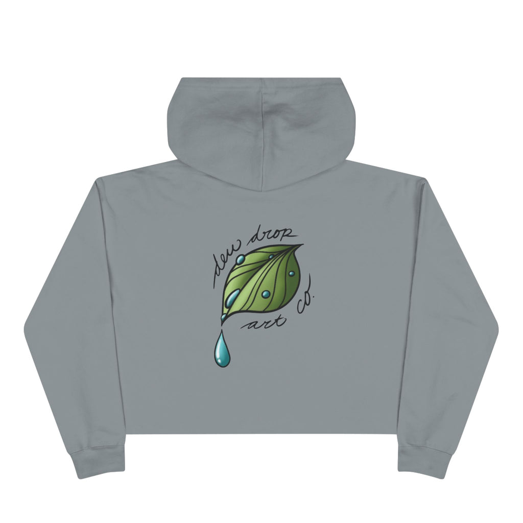 Crop Hoodie — Dew Drop Leaf Art Cropped Hoodie