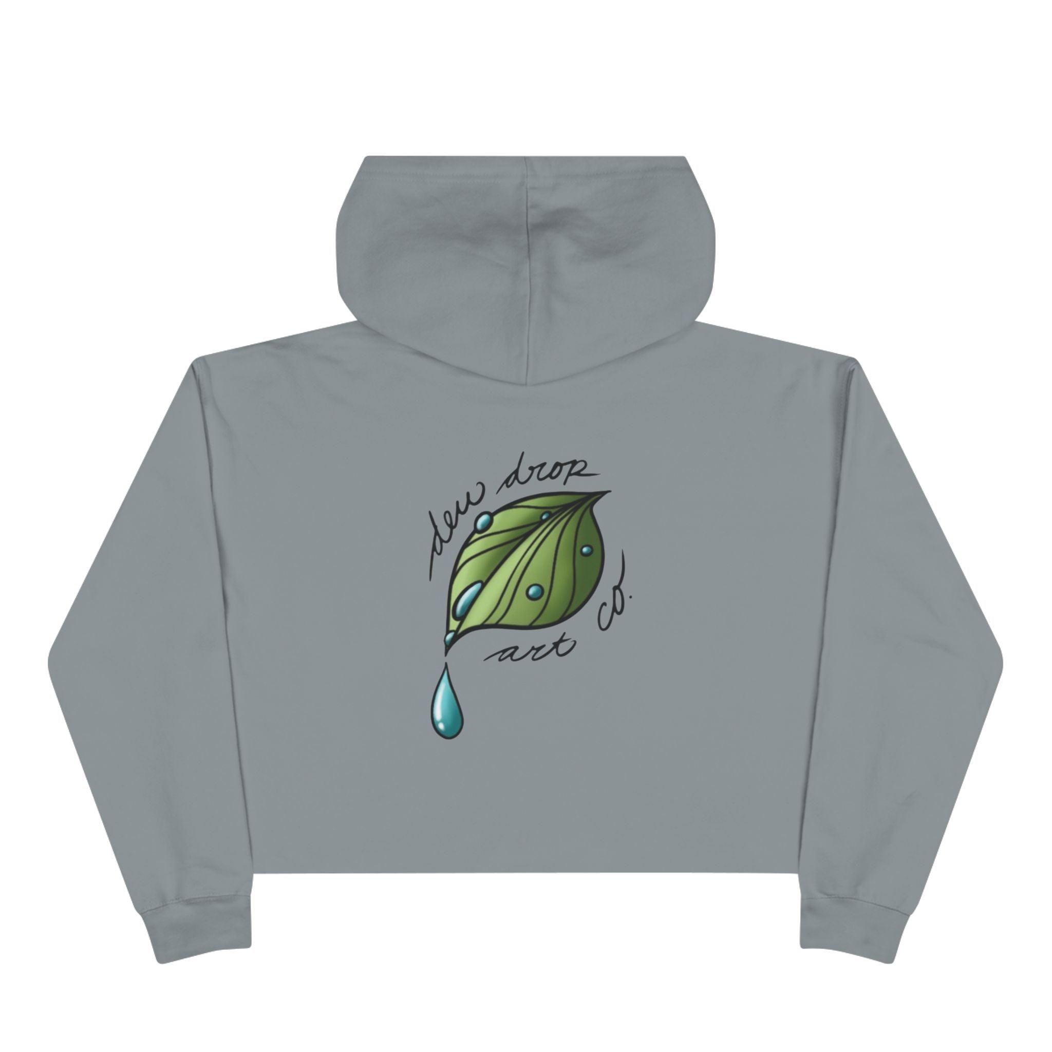 Crop Hoodie — Dew Drop Leaf Art Cropped Hoodie