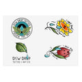 Dew Drop Tattoo & Art Co. Sticker Sheet — Floral & Nature Tattoo-Style Decals