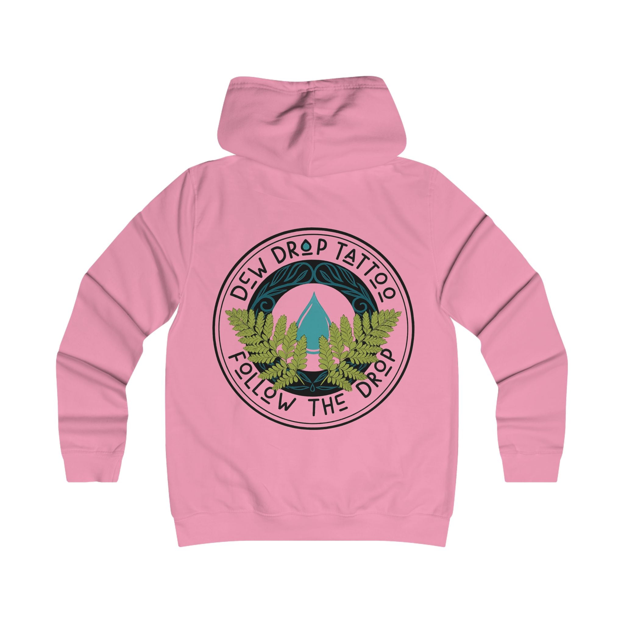 Women's Hoodie — Dew Drop Tattoo “Follow the Drop” Fern Graphic