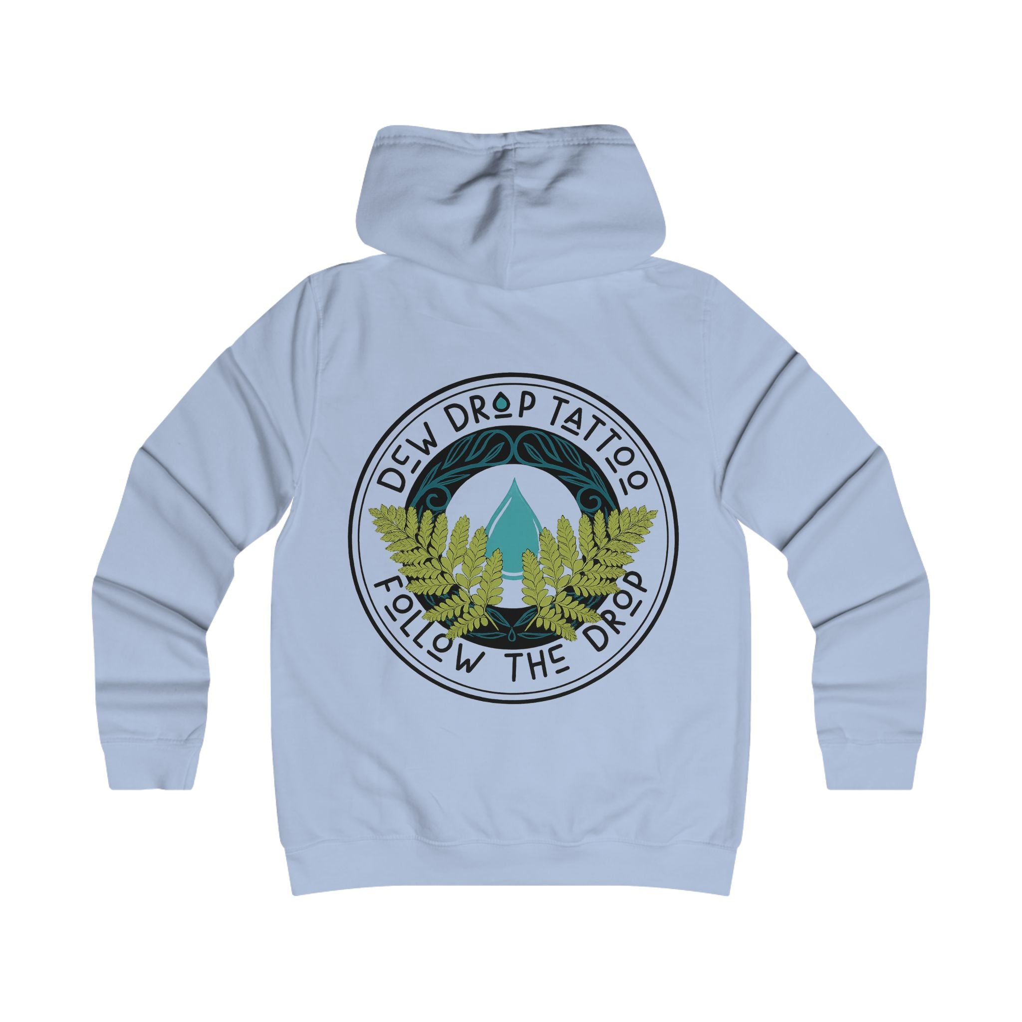 Women's Hoodie — Dew Drop Tattoo “Follow the Drop” Fern Graphic