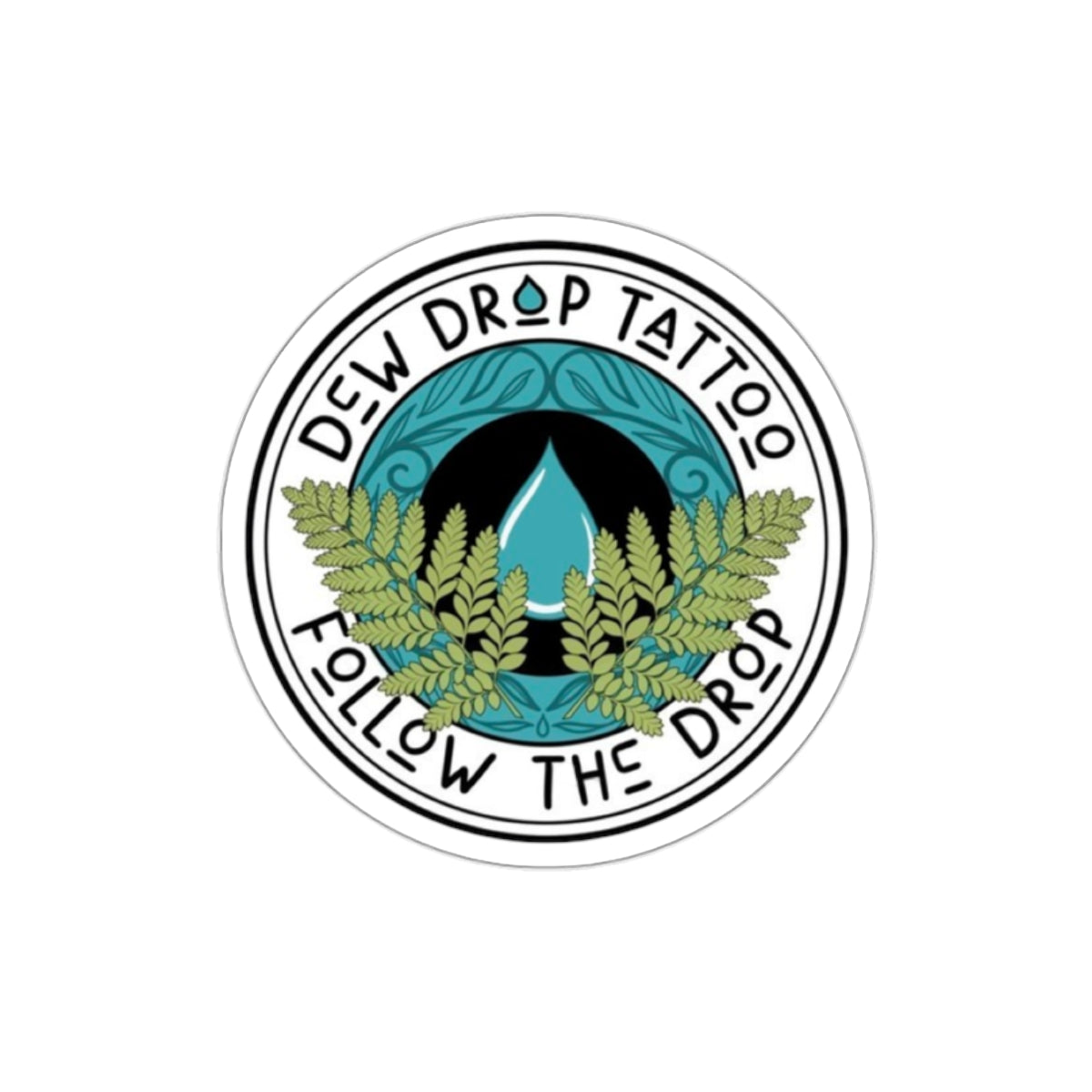 Die-Cut Sticker — 'Dew Drop Tattoo' Nature Logo (Follow The Drop)
