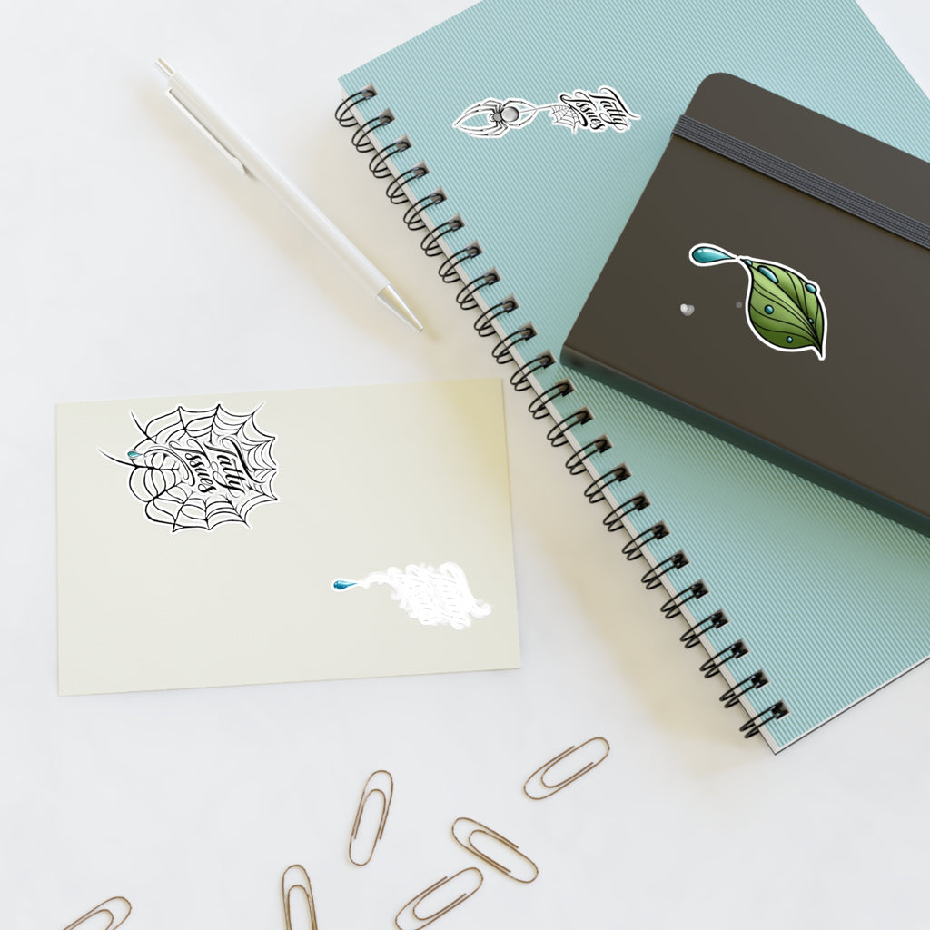 Tatty Isues  Sticker Sheet — Leaf, Droplet & Web Script Decals