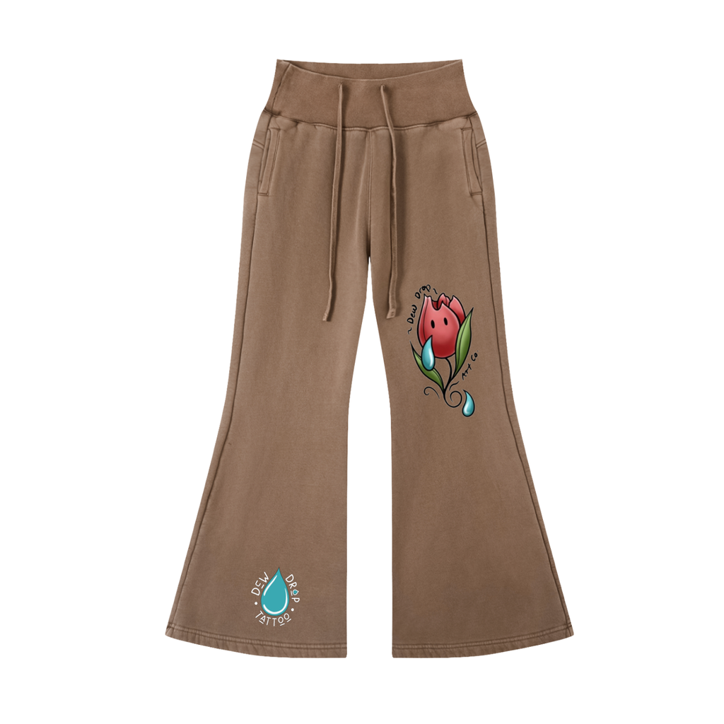 Vintage Washed Flared Fleece Pants