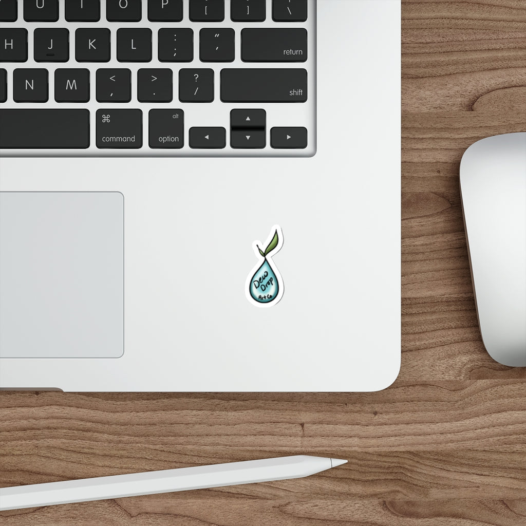Die-Cut Sticker — Dew Drop Art Co. Logo (Water Drop with Leaf)