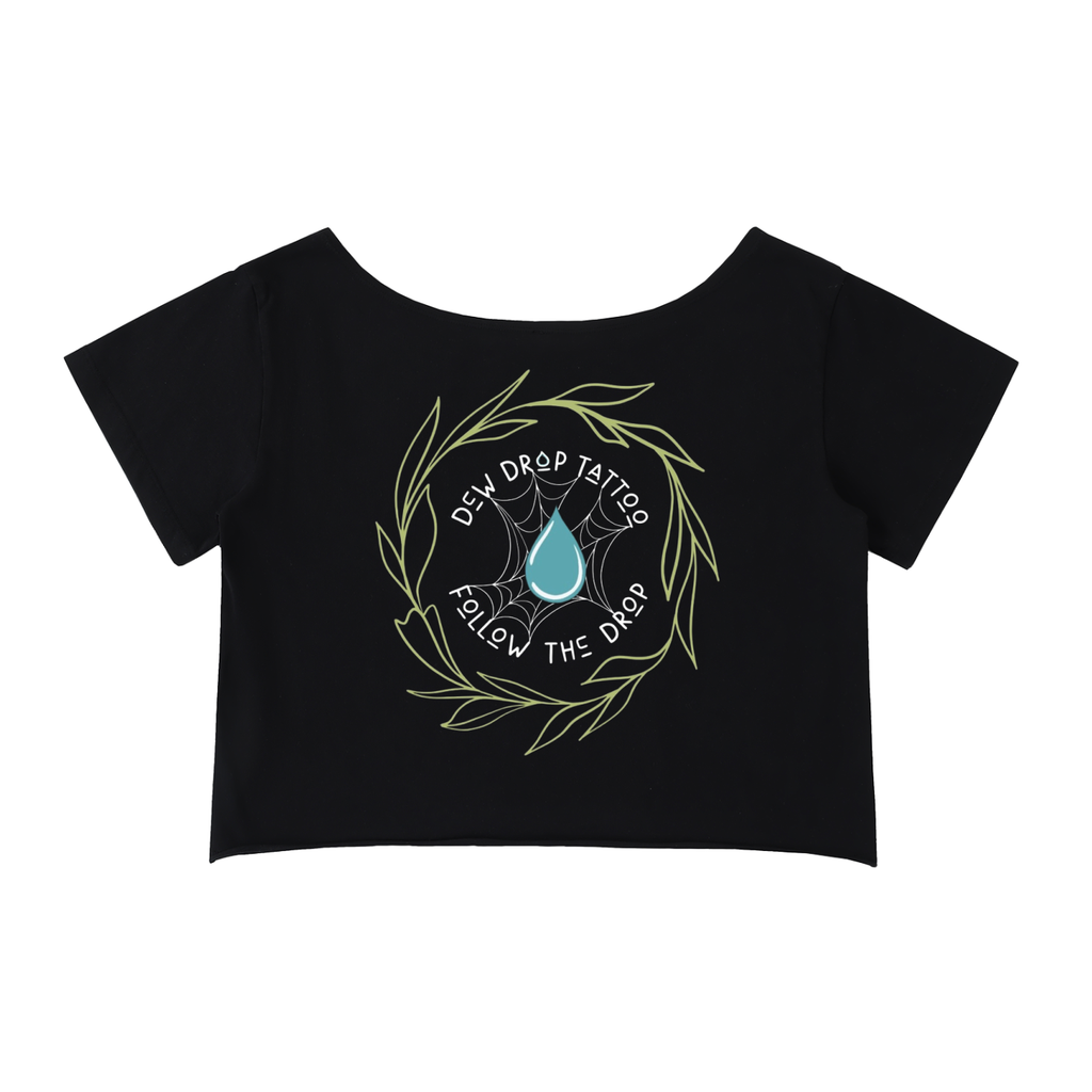 Spider Web - Off-Shoulder Rolled Hem Cotton T-Shirt