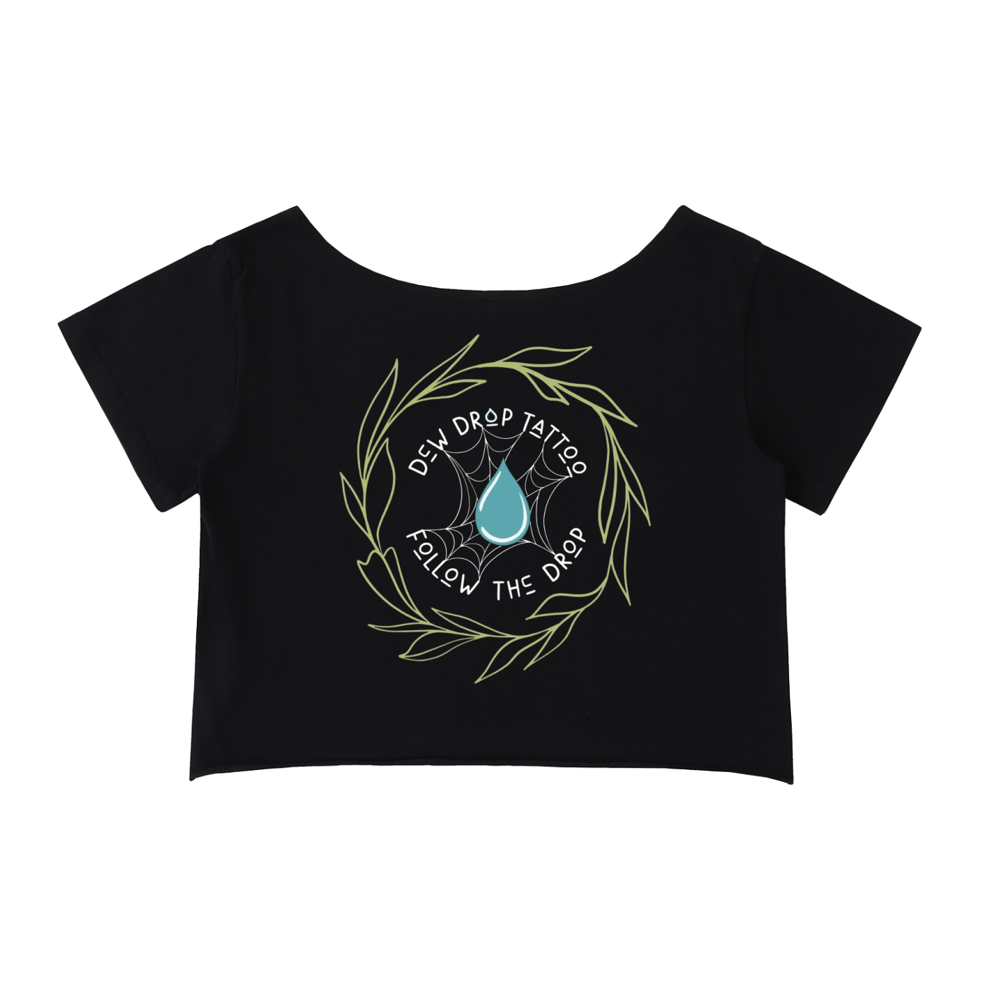 Spider Web - Off-Shoulder Rolled Hem Cotton T-Shirt