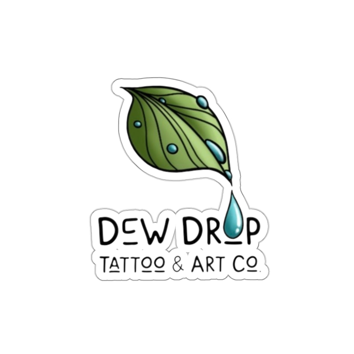 Dew Drop Tattoo & Art Co. Leaf Logo Die-Cut Sticker