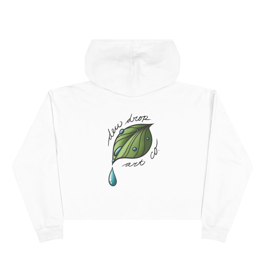 Crop Hoodie — Dew Drop Leaf Art Cropped Hoodie