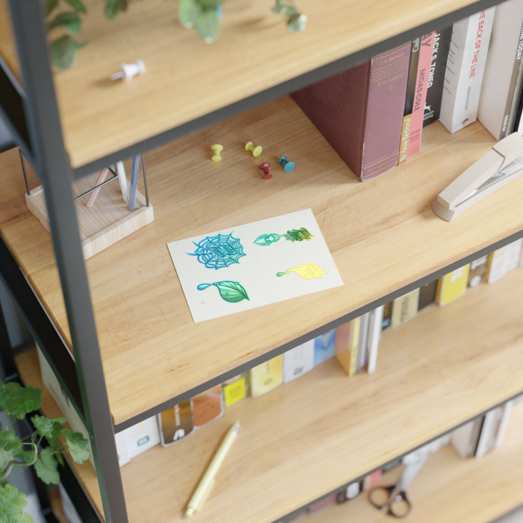 Tatty Isues  Sticker Sheet — Leaf, Droplet & Web Script Decals