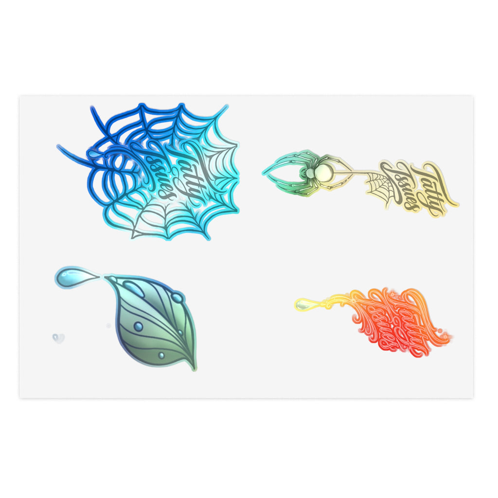 Tatty Isues  Sticker Sheet — Leaf, Droplet & Web Script Decals