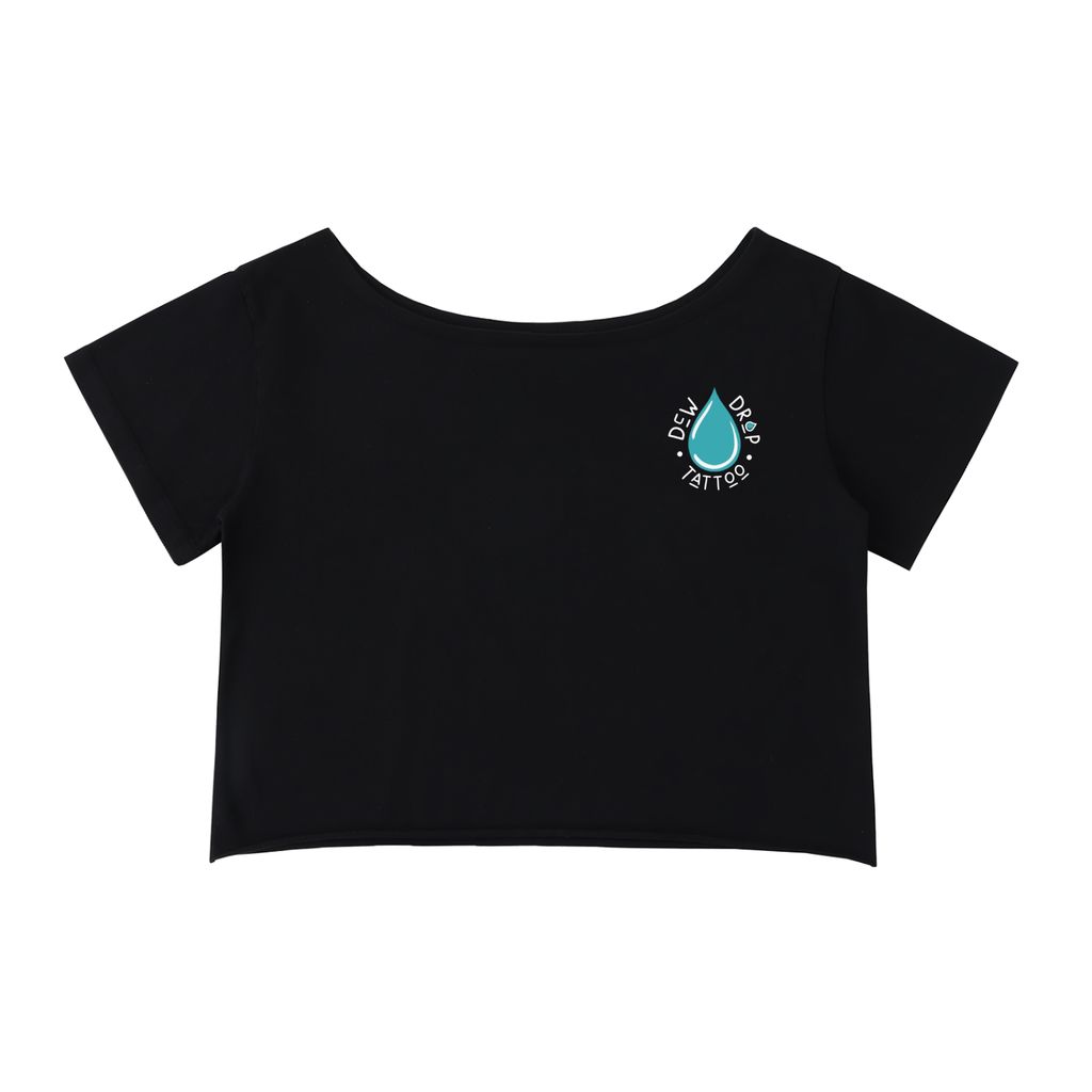 Spider Web - Off-Shoulder Rolled Hem Cotton T-Shirt